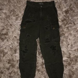 Carmar Denim Elastic ankle cargo pants in green